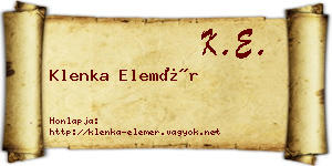 Klenka Elemér névjegykártya